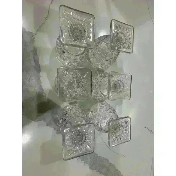 My. Vernon Clear Glass Sherbert Goblet, Crisscross Pattern, 6 3 1/2 Inches Tall - Picture 3 of 4